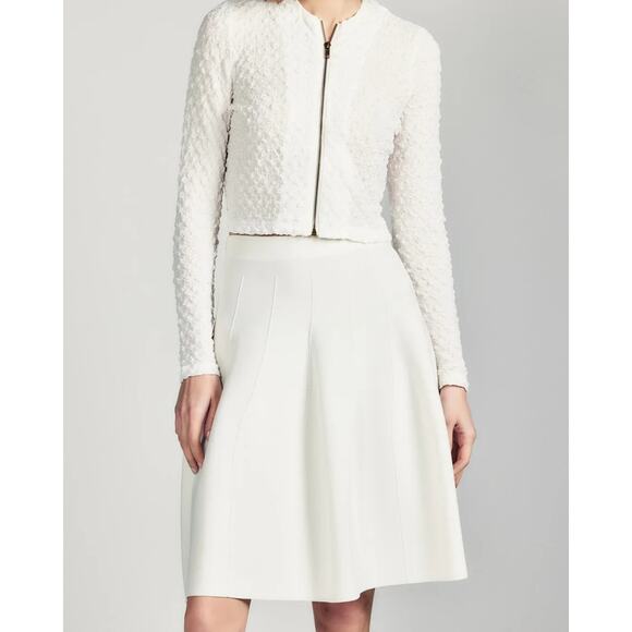 JIFFY POP ZIPPER CARDIGAN Aleeza Paris White Silver Zip Crinkle Top Sz Large NEW - Picture 1 of 10
